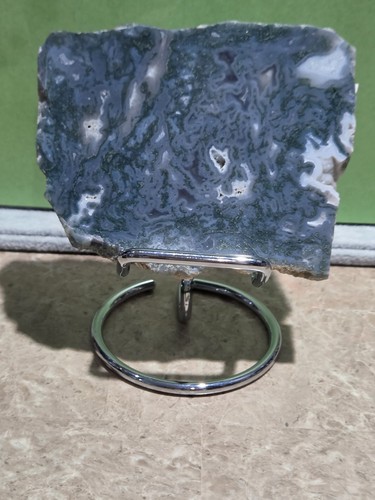 Crystal blue moss agate slab - crystal,