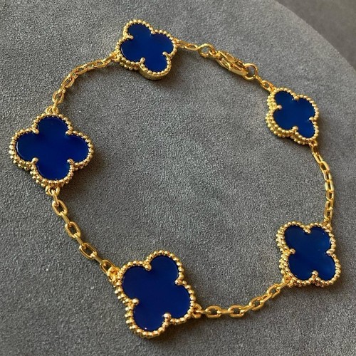 Clover blue agate - agate, bracelet