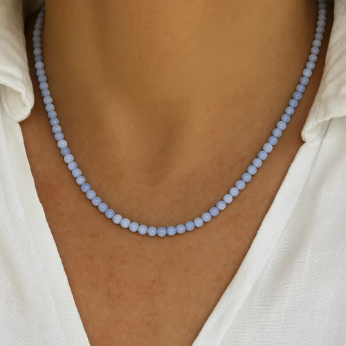 Blue lace agate 4mm - blue,