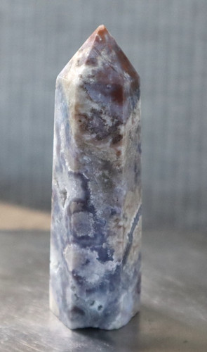 Blue flower agate point - agate,